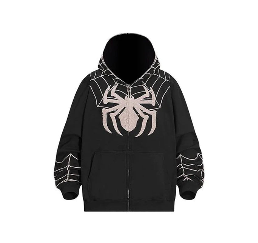 ZSIIBO Gothic Dark Spider Print Hooded Cardigan, a Cross-Border Wholesale Sensation That Combines Edgy Style - New Collection 2023