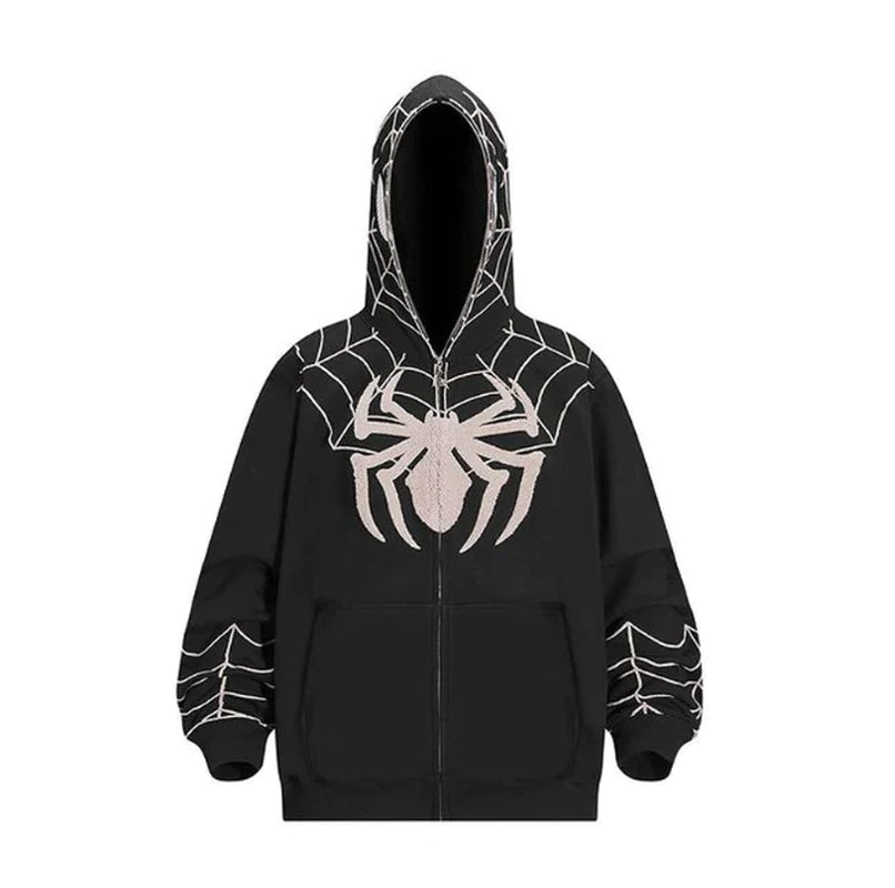 ZSIIBO Gothic Dark Spider Print Hooded Cardigan, a Cross-Border Wholesale Sensation That Combines Edgy Style - New Collection 2023