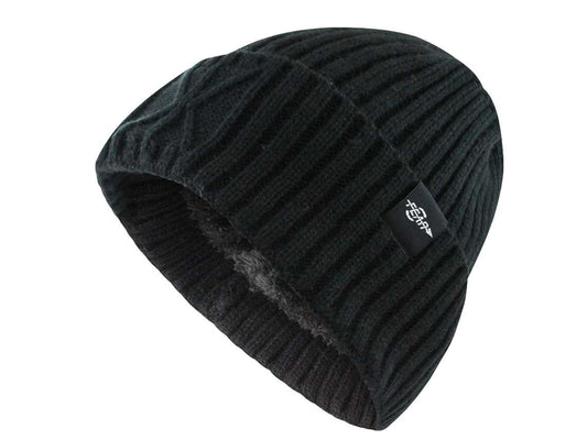 Ultra-Warm Black Tactical Beanie – Plush Wool Insulated Watch Cap